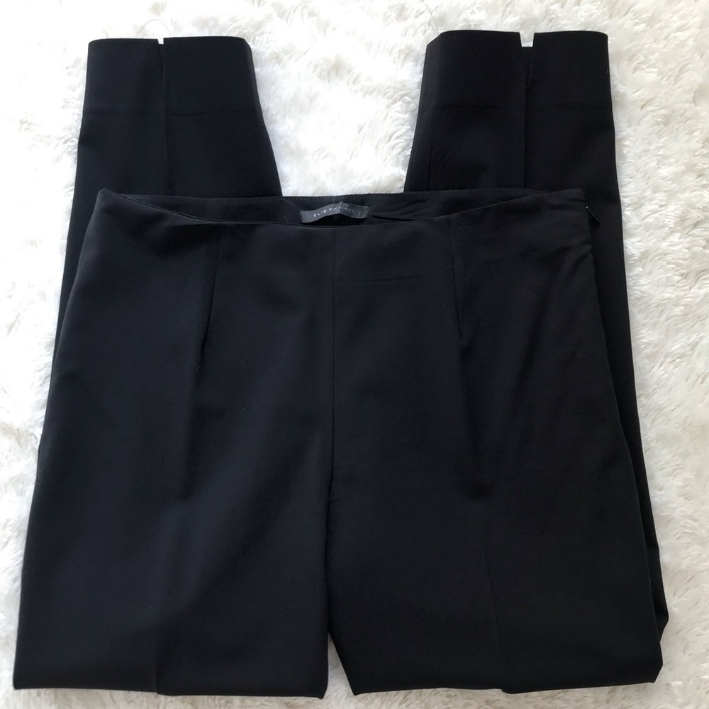 Elie Tahari Black Stretch Wool Side Zip Pants 6